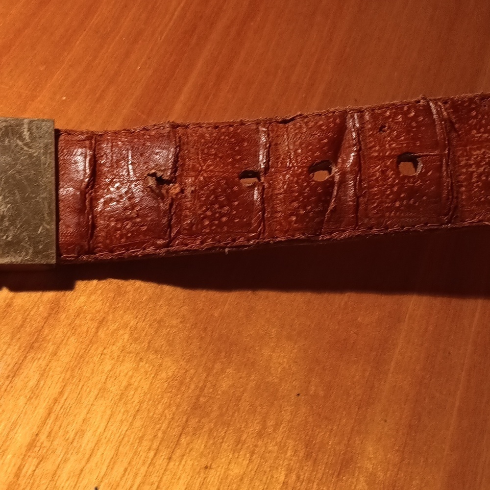 Brown Leather Belt with Gold Lion Buckle Size 36 - Picture 6 of 12